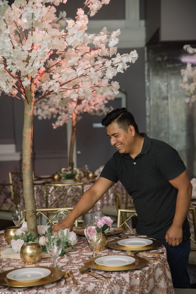 luxury wedding venue staff styling elegant reception tablescape
